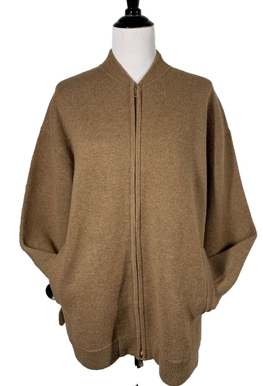 J.Crew NWT Full-Zip Flight Sweater Jacket Oversized Lambswool Camel Tan Large L